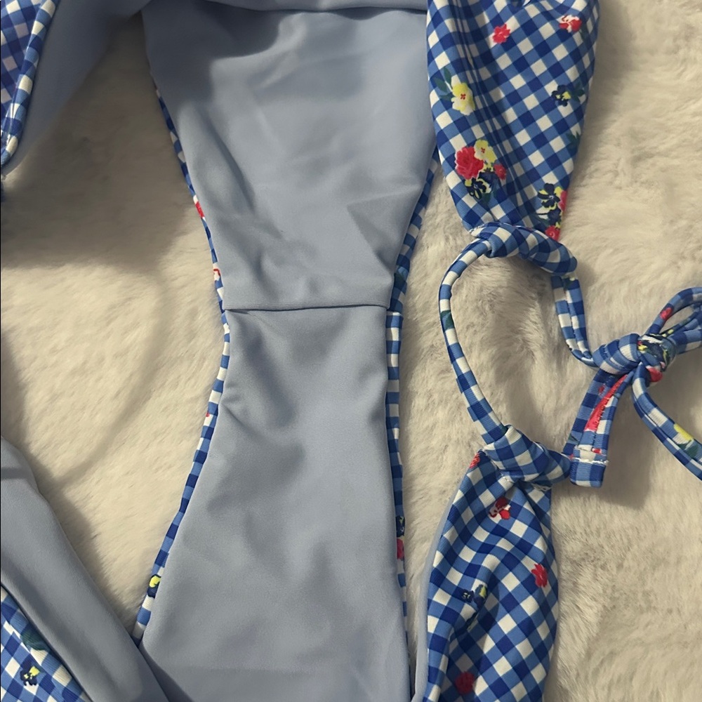 Zaful Blue Gingham floral Bikini Set - Picture 8 of 8